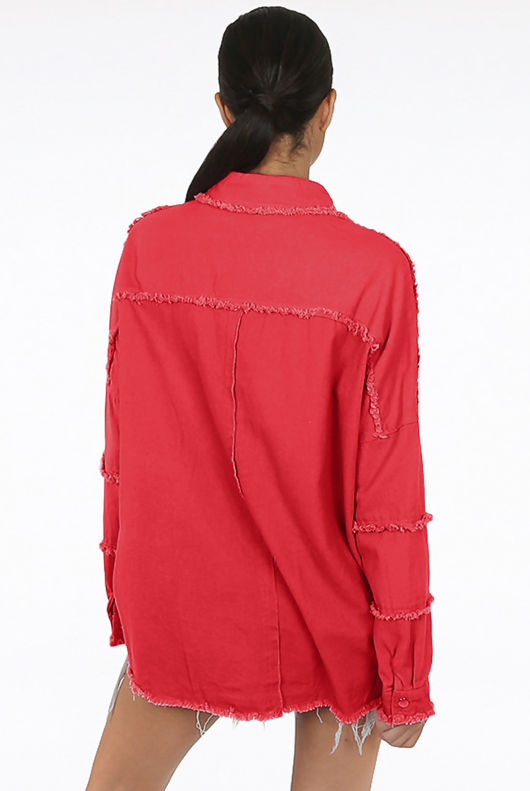 Oversized Denim Fuschia Shacket