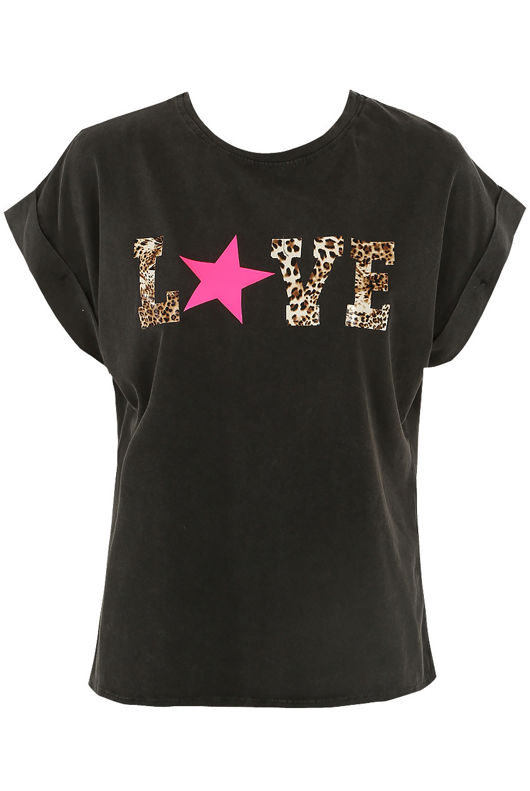 LOVE Slogan Acid Wash Sleeveless T-Shirt