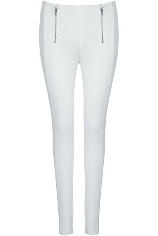 White Front Dual Zipped Pants