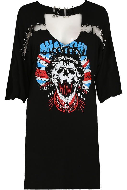 Black Safety Pin T-Shift Dress
