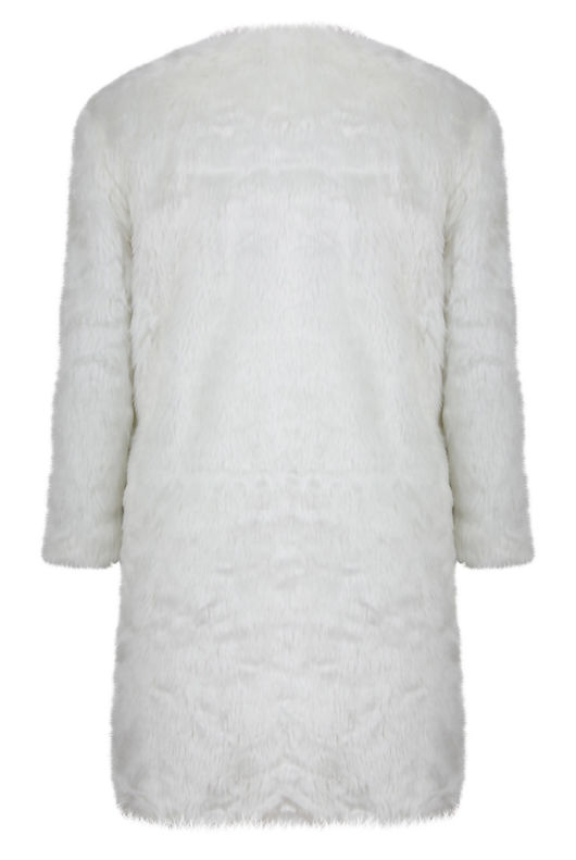 Cream Faux Fur Long Coat