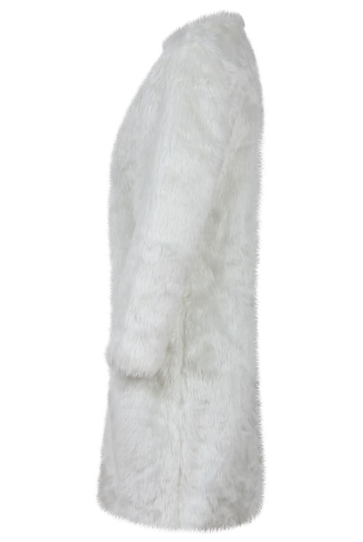 Cream Faux Fur Long Coat