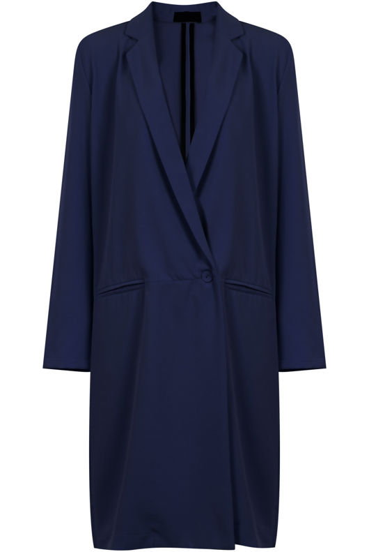 Navy Single Button Loose Over Coat