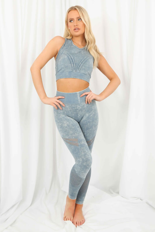 Blue Acid Wash Gym Set-
