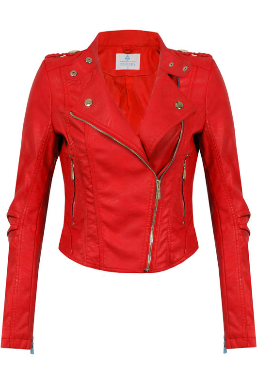 Red Scarlet PVC Biker Jacket