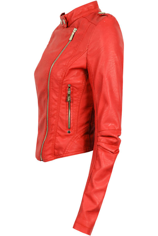 Red Scarlet PVC Biker Jacket