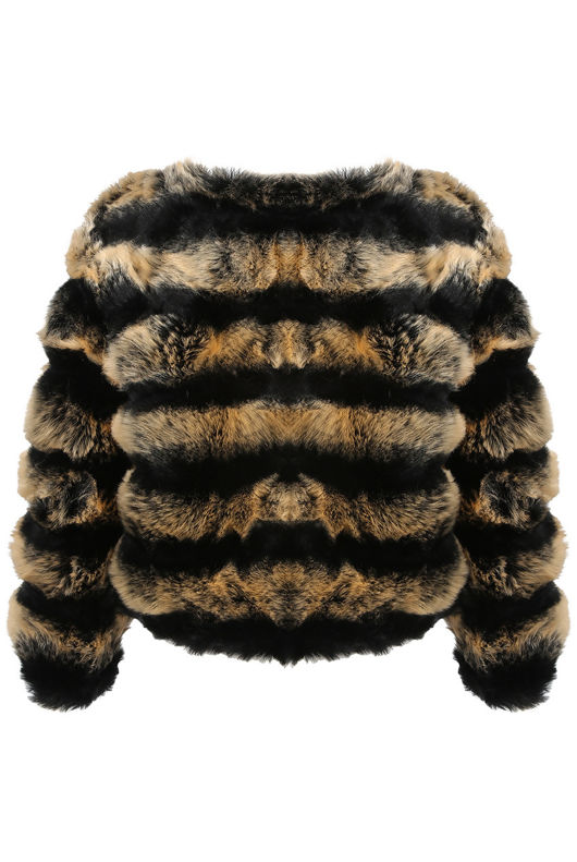 Gold Faux Fur Tier Cropped Jacket