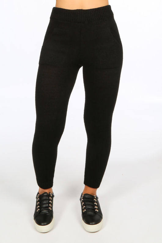 Black Bardot Knitted Jumper & Leggings Set 