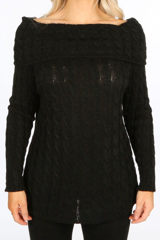 Black Bardot Knitted Jumper & Leggings Set 