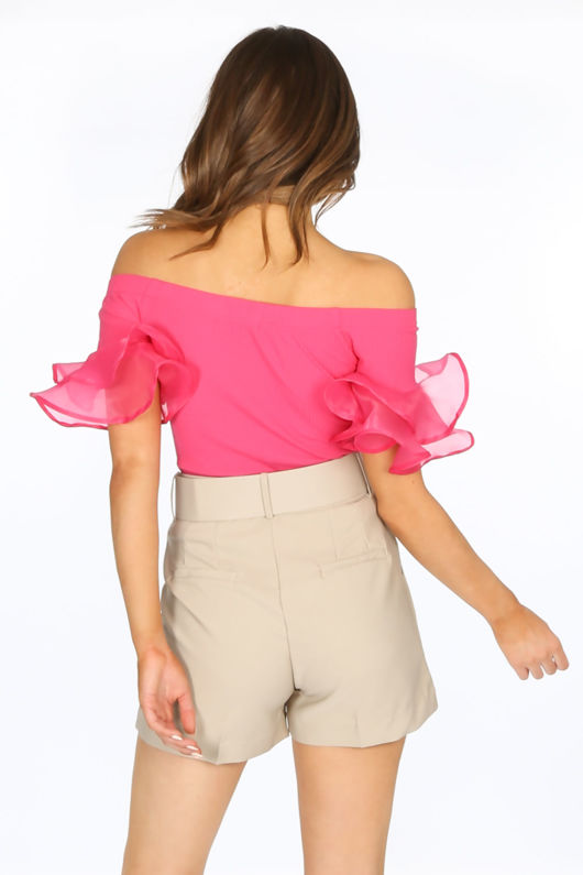 Tailored Belted Shorts In Beige
