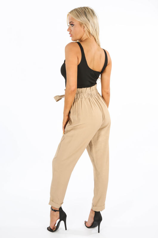 Black Jersey Ribbed Button Crop Top 
