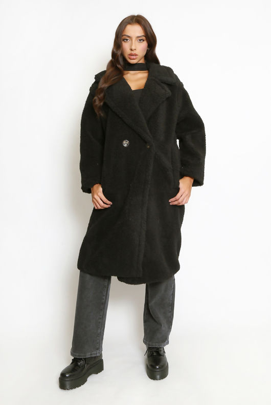 Black Super Soft Faux Fur Coat
