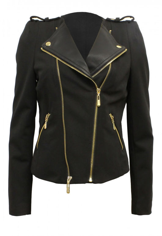 Black Double Zip Style PVC Panel Jacket