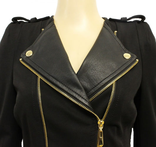 Black Double Zip Style PVC Panel Jacket