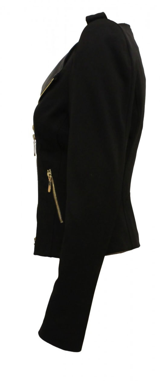 Black Double Zip Style PVC Panel Jacket