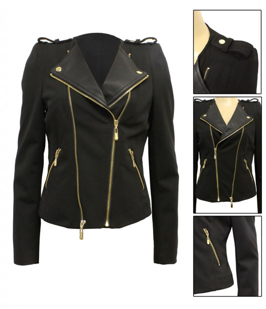 Black Double Zip Style PVC Panel Jacket