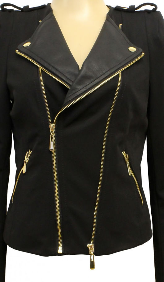 Black Double Zip Style PVC Panel Jacket