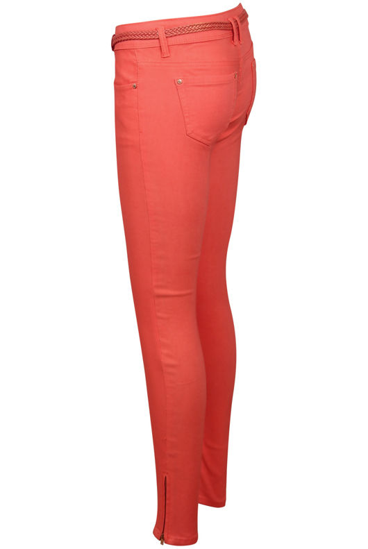 Coral Belt Detail Fitted Jeans