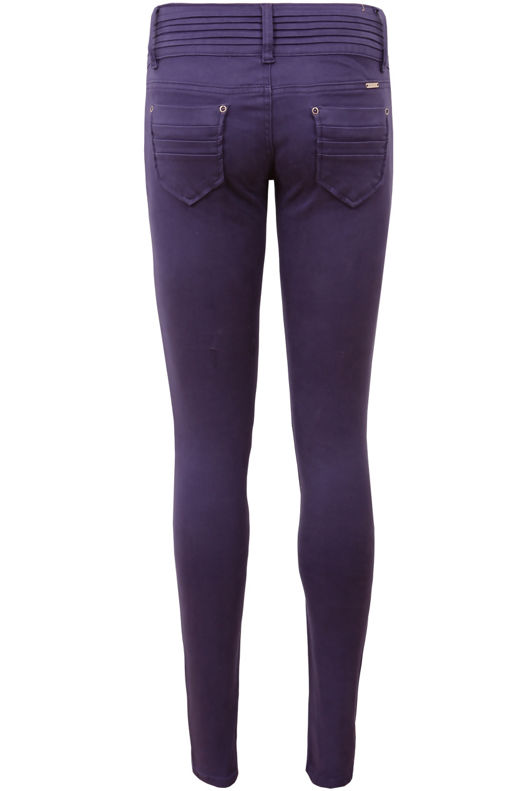 Purple Pleated Waistband Supersoft Stretch Skinny Jeans 