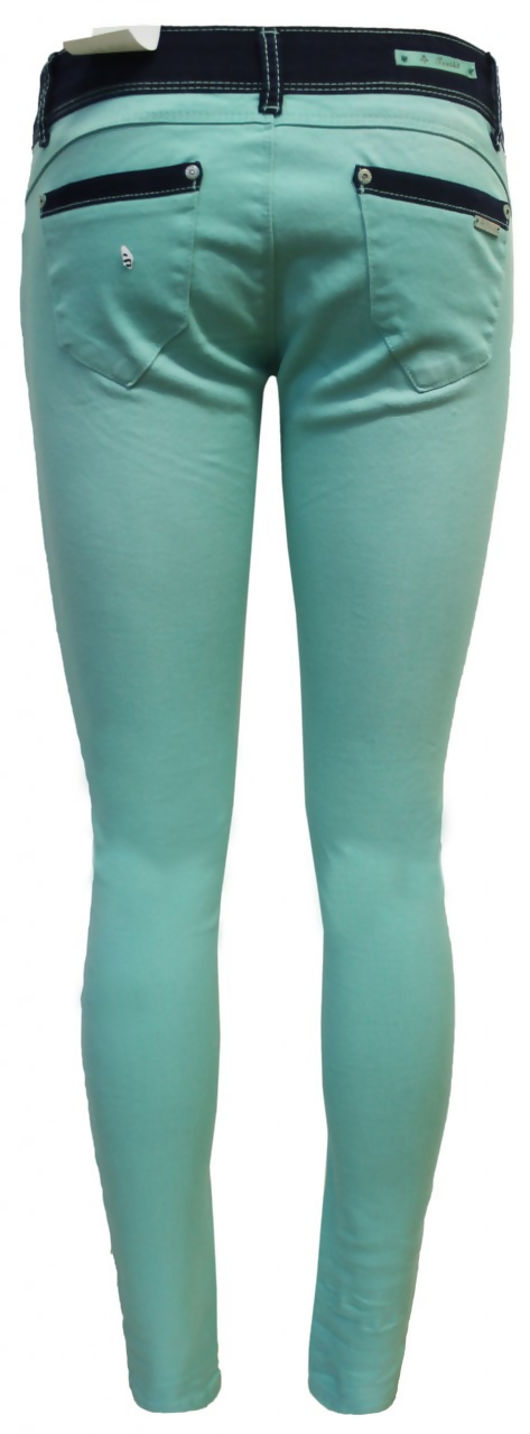 Mint Green Contrast Waist Acid Colours Skinny Jeans 