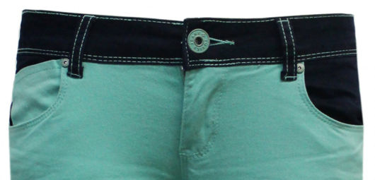 Mint Green Contrast Waist Acid Colours Skinny Jeans 