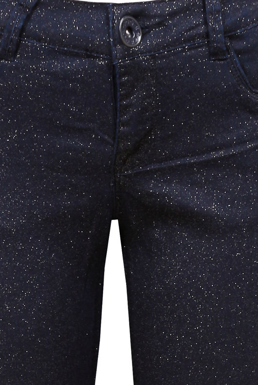 Navy Glitter Textured Zip Detail Skinny Jeans
