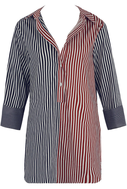 Two Tone Stripes Tunic Shirt