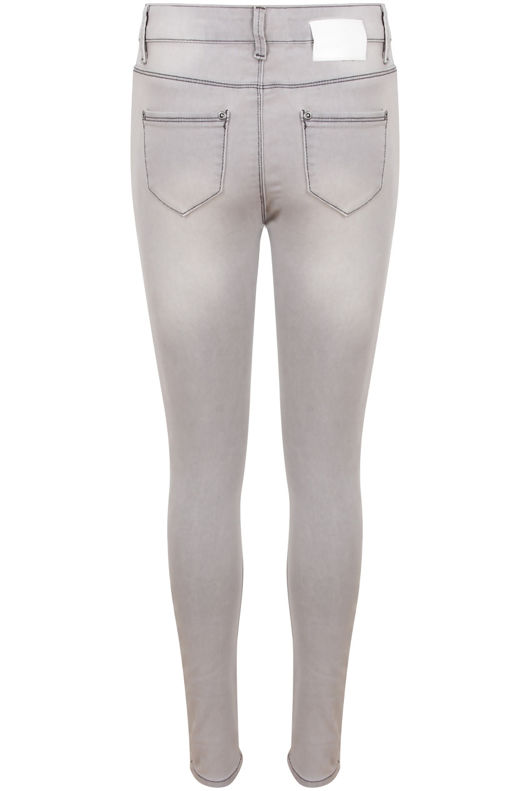 Grey Fitted Knee Ripped Jeans
