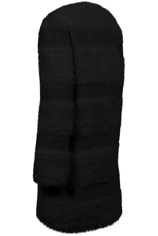 Black Layered Fur Detail Hook up Long Coat