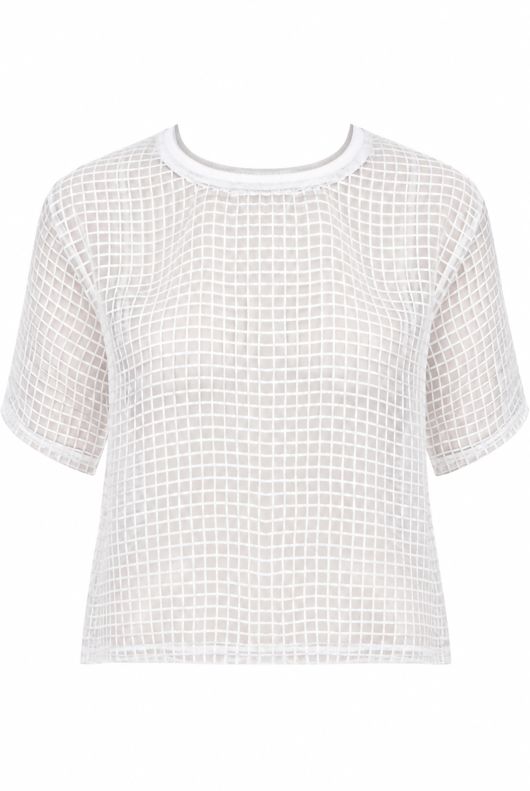 White Check Print Blouse