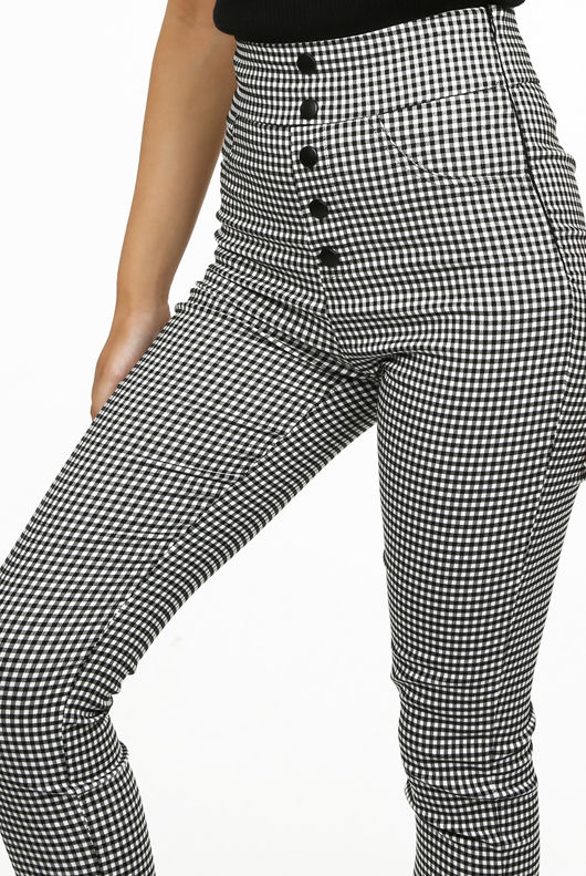 Check High Waisted Skinny Trouser