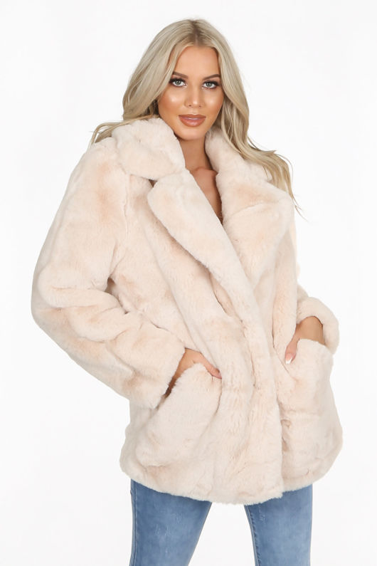 beige fur coat
