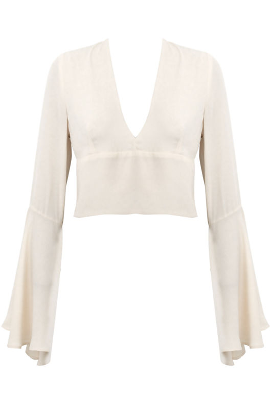 Cream Long Bell Sleeved Top