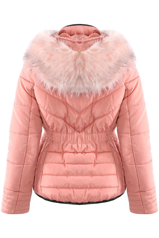 Rose Fur Hood Funnel Neck Jacket