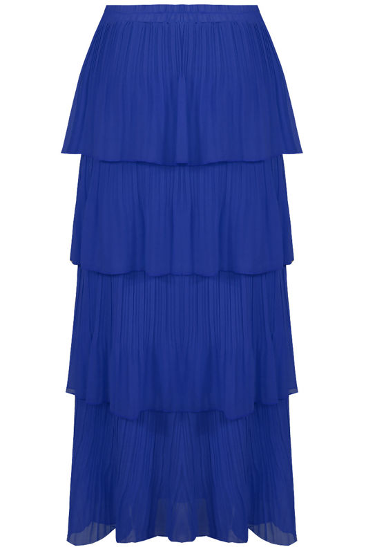 Royal Blue Tier Hem Elasticated Waist Maxi Skirt