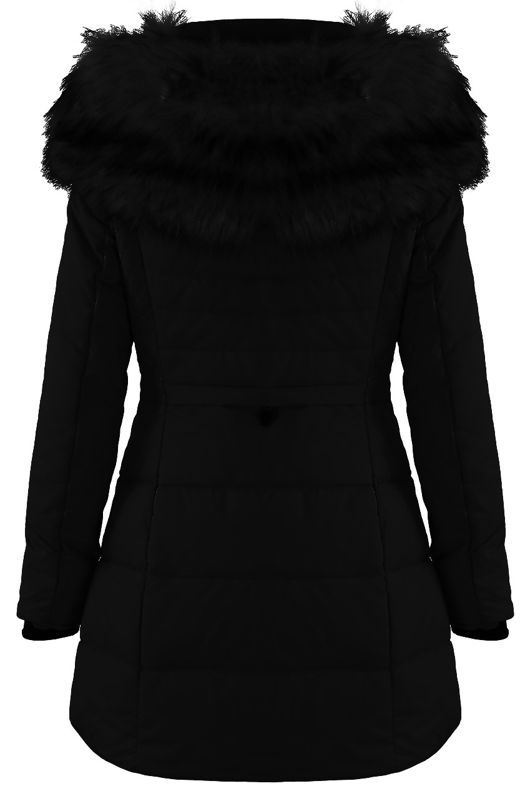 Fur Hood High Neck Longline Jacket