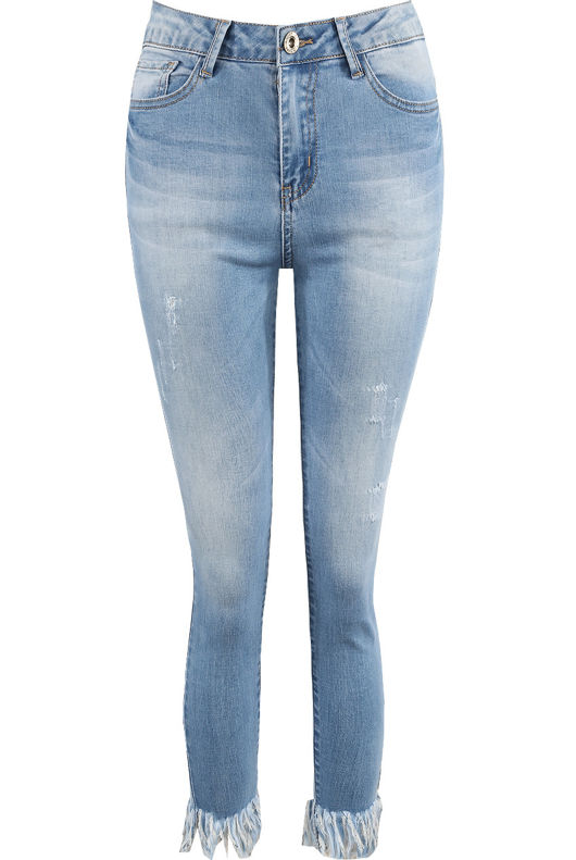 Frayed Ankles Washed Denim Jeans