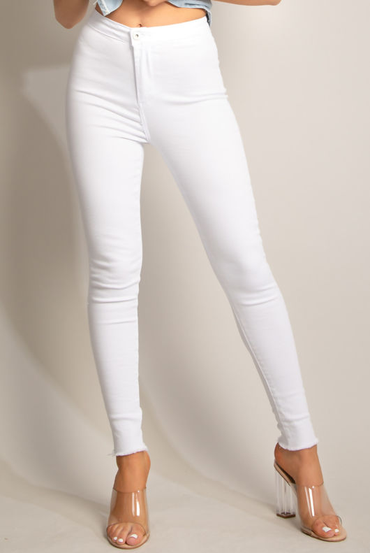 White Frayed Hem Jeggings
