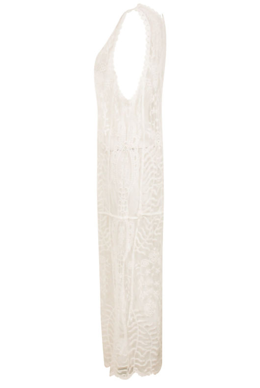 Cream Crochet Maxi Wais-tcoat 