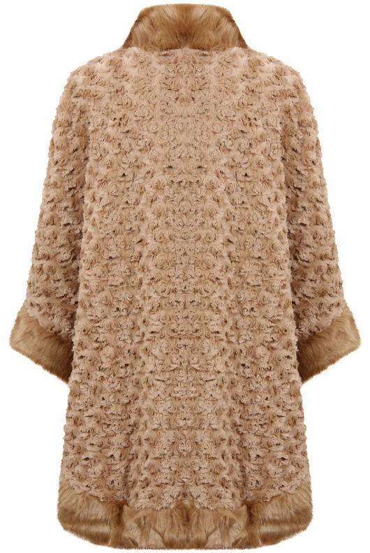  Fur Border Detail Waterfall Cardigan