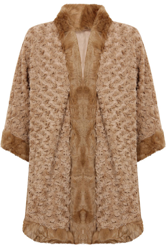  Fur Border Detail Waterfall Cardigan