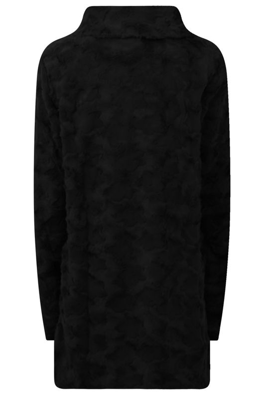 Black Textured Fur OverCoat