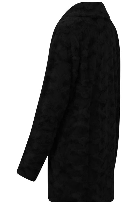 Black Textured Fur OverCoat