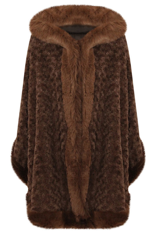 Chocolate Textured Hooded Cape
