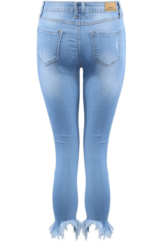 Washed Frayed Ankle Cropped Jeans
