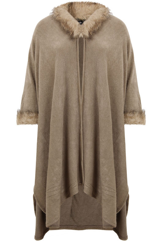Mocha Fur Collar Cape