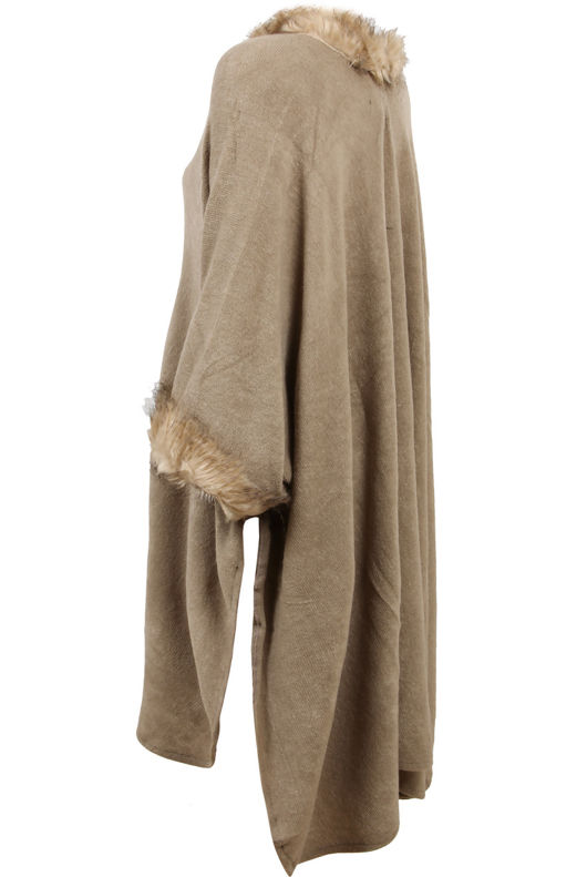 Mocha Fur Collar Cape