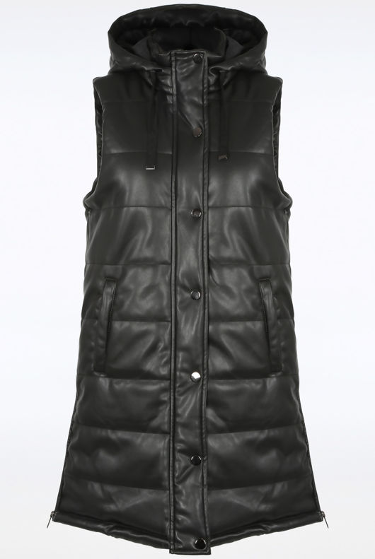 Long Faux Leather Gilet