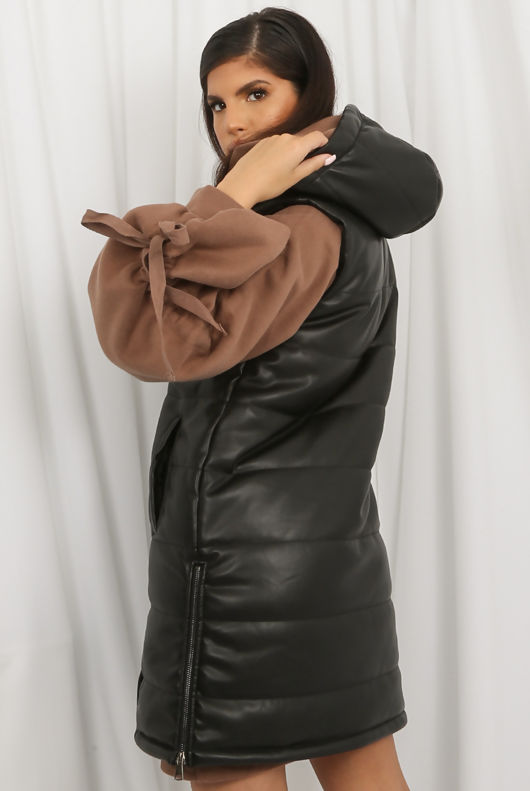 Long Faux Leather Gilet