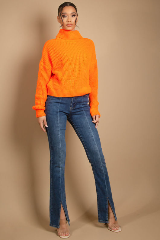 Coral Roll Neck Knitted Jumper